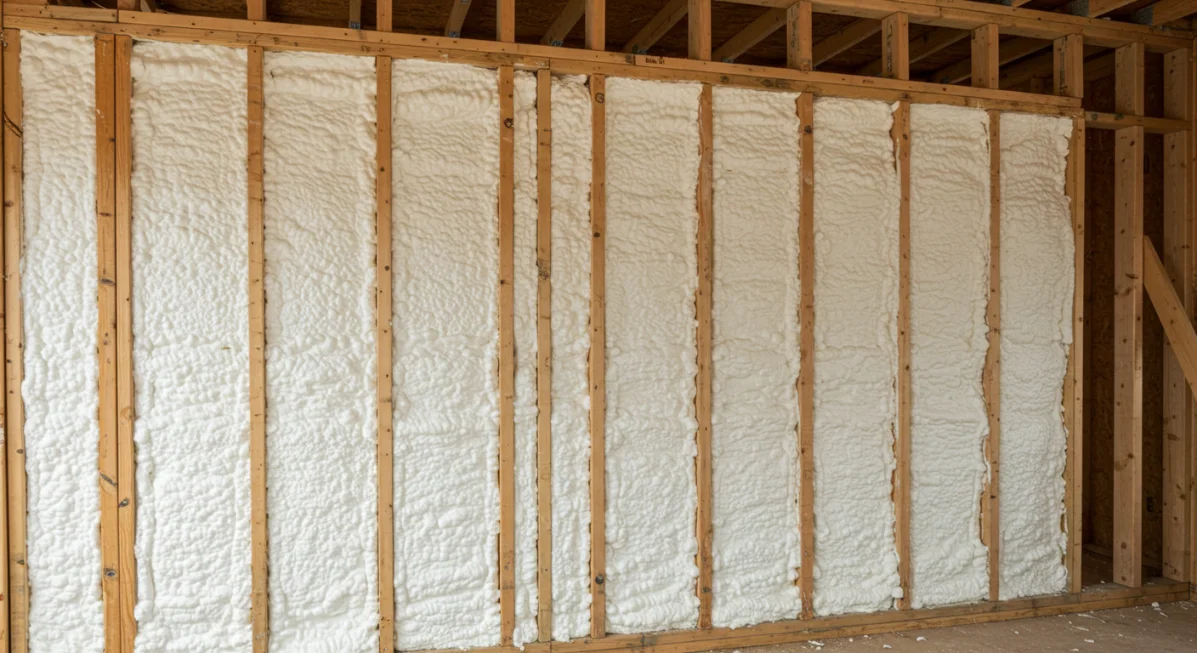 a wall of foam insulation
