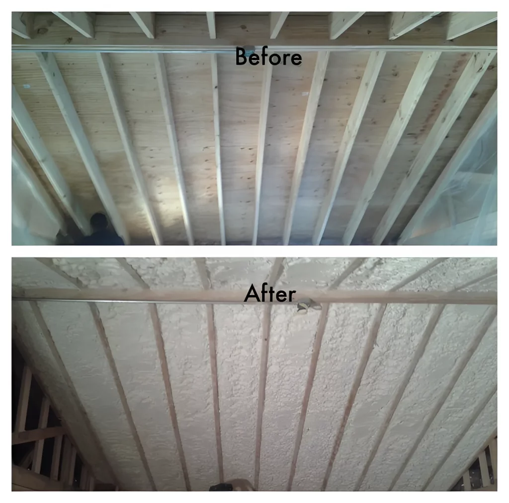 before and after of spray foam insulation services